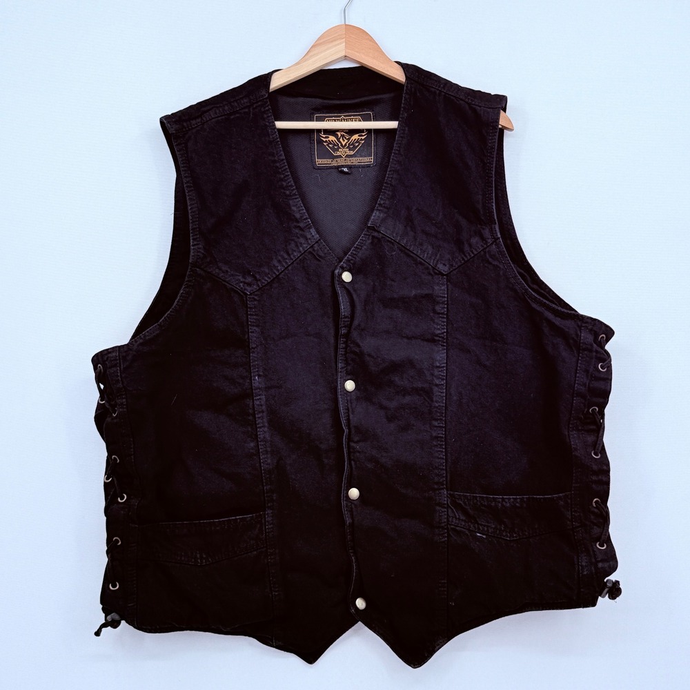 Milwaukee Performance Vest Mens 4XL Black Denim Side Lace Biker Concealed Carry